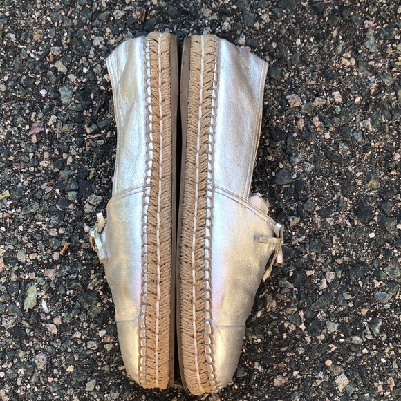 Prada Silver Leather Bow Detail Espadrilles Flats Size 40 EU - Picture 7 of 12